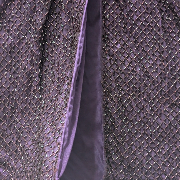 NWT Mac Duggal Long Sleeve Lattice Beaded Cocktail Dress in Aubergine 5530 - Picture 15 of 16